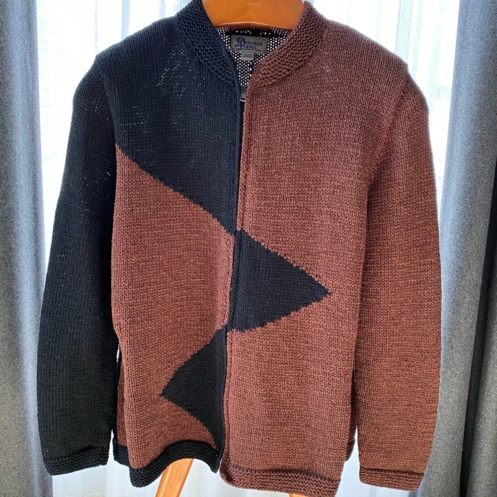 Vintage Dunollie Looms cardigan sweater brown black large